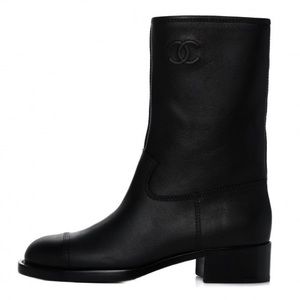 SOLD CHANEL 2021 CC Quilted Boots Mid-Calf Moto Boots